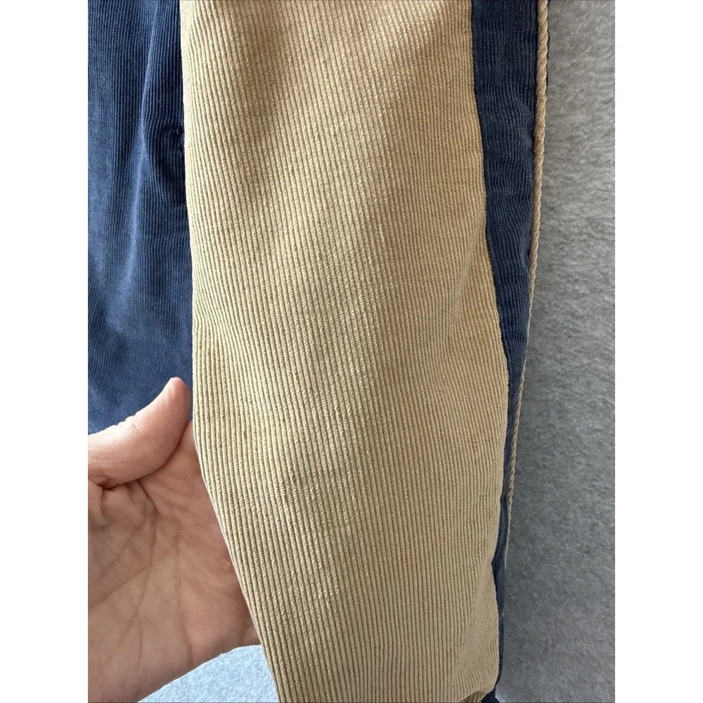 Vtg JCPenney Boys XL 18/20 Corduroy Jacket Navy Blue Tan Colorblock Varsity Zip